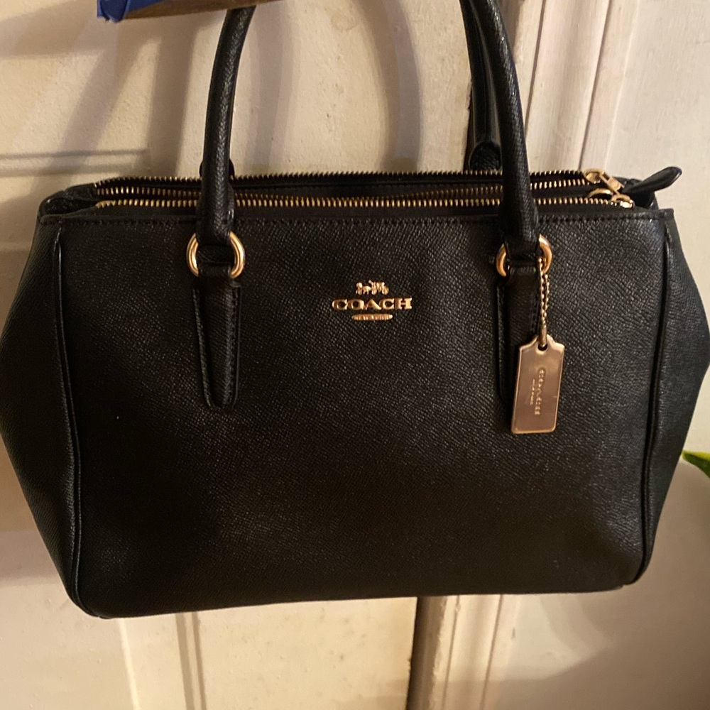 Coach Black Satchel with Gold Accents